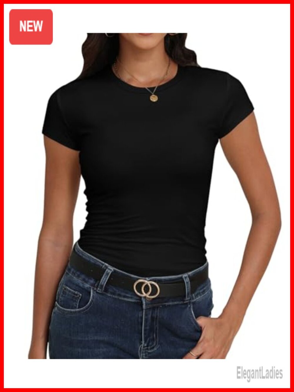 Women's Crew Neck Short Sleeve Fitted Stretchy Rayon T-Shirt Casual Workout Top